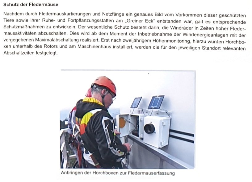 Hinweistafel zu Fledermäusen am Windpark "Greiner Eck"