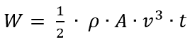 W= 1/2 ∙ ρ∙A∙v^3∙t
