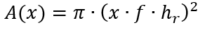 A(x)=π∙(x∙f∙h_r )^2
